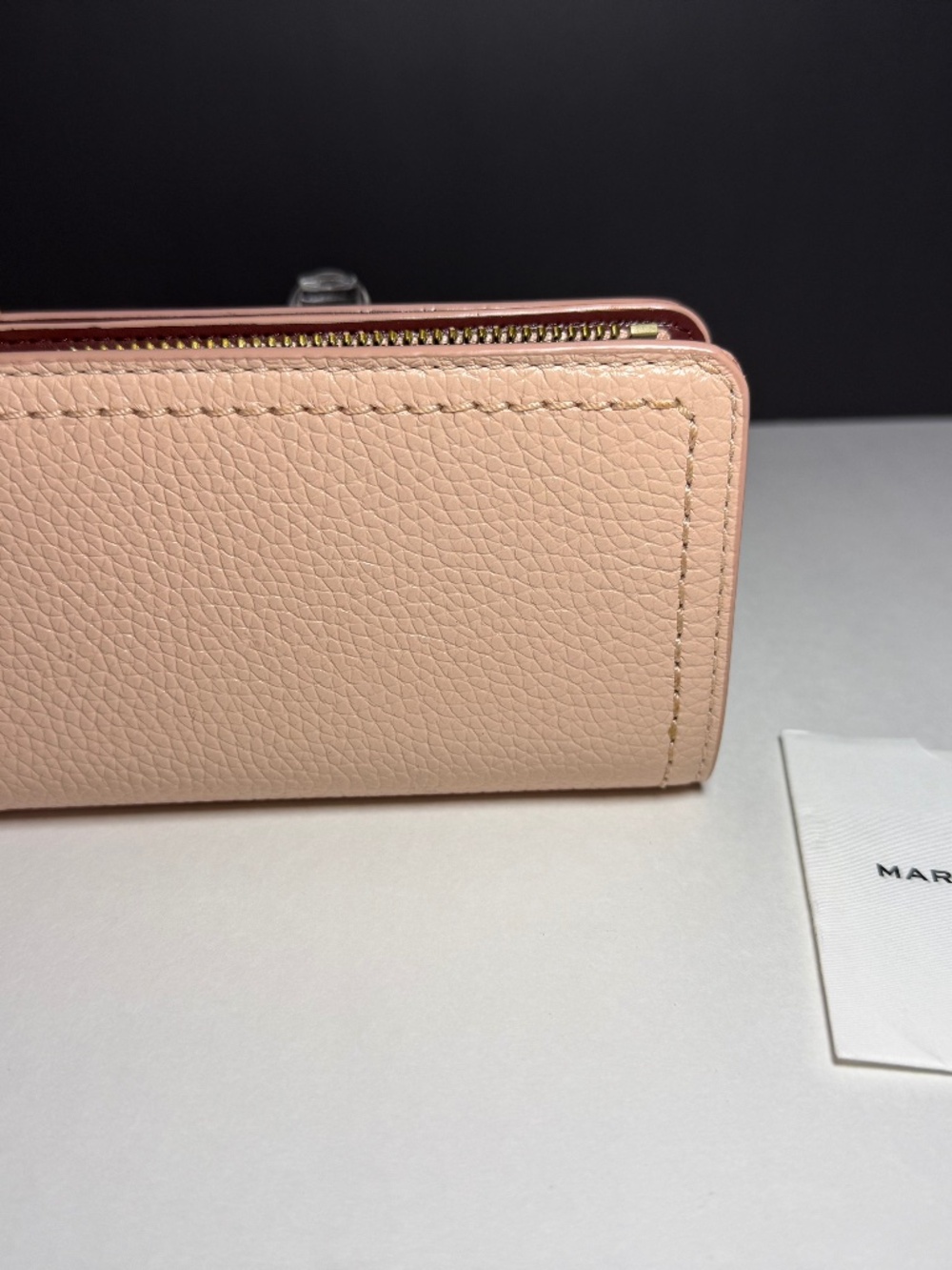 Marc Jacobs Bifold Wallet Pink/Burgundy, Logo Zipper Accents, Credit Card